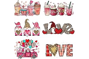 6 Pieces of Valentine's Day Iron on Transfer Decals for T-Shirt and Clothing Decoration