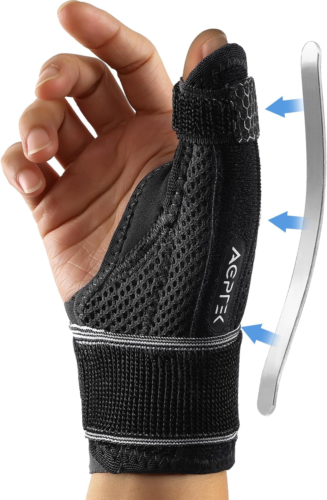 AGPTEK Thumb Support Brace, Thumb Spica Splint for Right & Left Hand, Breathable Thumb & Wrist Support with Metal Splint, Thumb Stabilizer for Arthritis, Tendonitis, Sprains, M