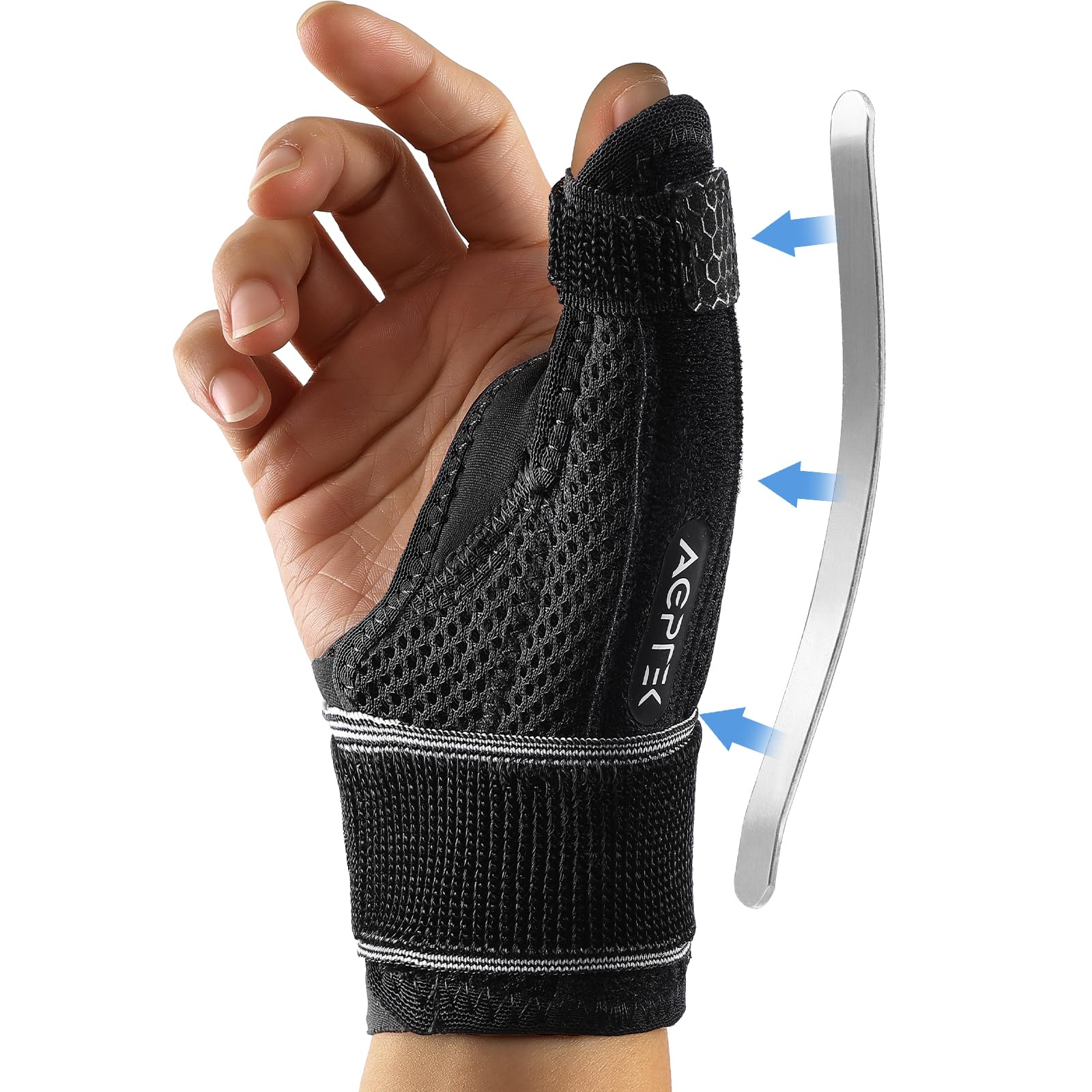 AGPTEK Trigger Thumb Splint for Women Men Right & Left Hand, Thumb Spica Support Brace Breathable with Metal Splint, Thumb Stabilizer for Arthritis, Tendonitis, Sprains, Carpal Tunnel Pain Relief, L