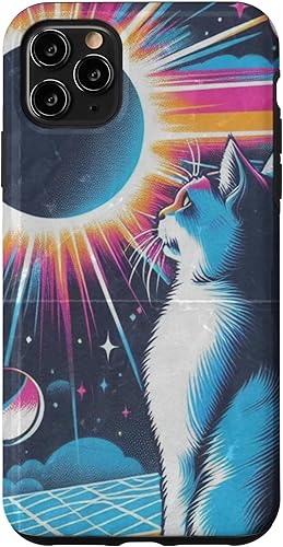 Miniatura 28 de iPhone 12 mini Cat Solar Eclipse - Synthwave Retro Poster Style Case