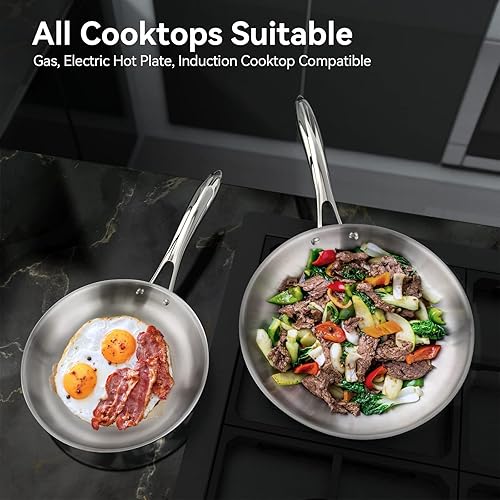 Miniatura 4 de Duxtop Whole-Clad - Juego de utensilios de cocina de acero inoxidable de tres capas, 10 unidades y placa caliente de inducción de quemador portátil