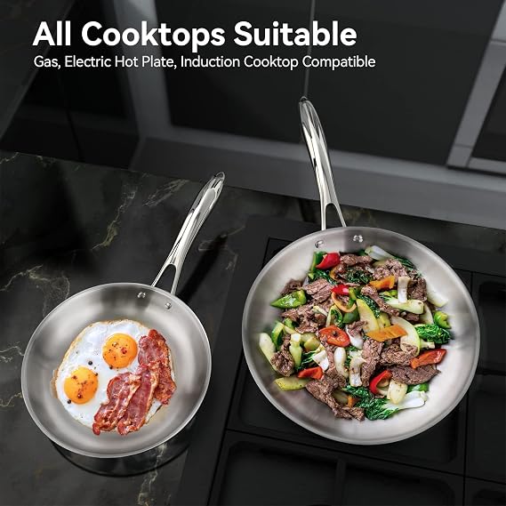 Duxtop Tri-Ply Stainless Steel Induction Cookware, 10PC Pots and Pans Set