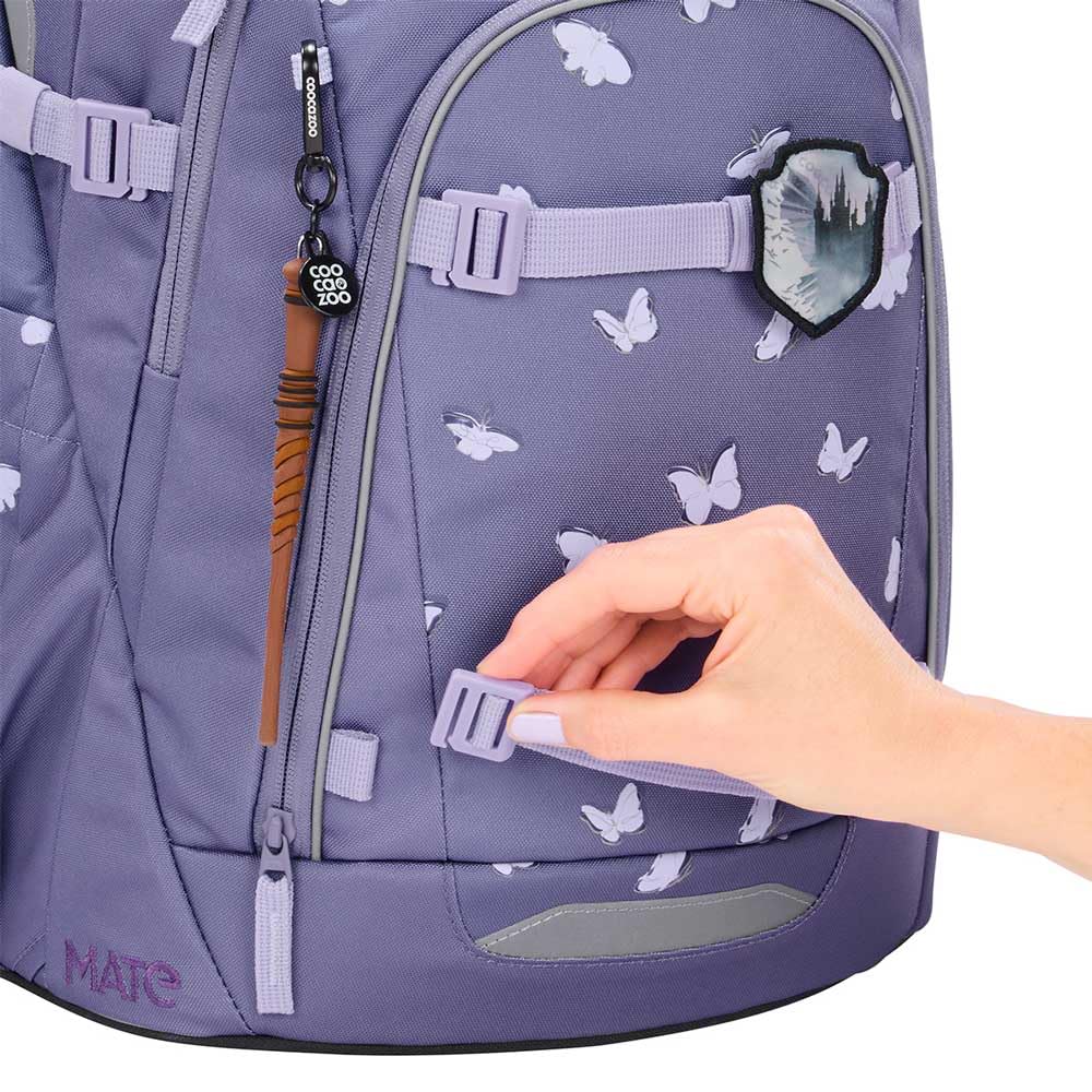 coocazoo MATE Schulranzen-Set 3tlg für Mädchen und Jungen ab der 4. Klasse mit Rucksack. Schlamperetui und Sportbeutel (Reflective Wings)