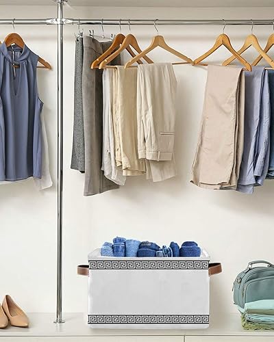 Miniatura 5 de Cestas de almacenamiento de llaves inspiradas en el borde de meandro griego para organizar estantes, contenedores de almacenamiento plegables, rayas