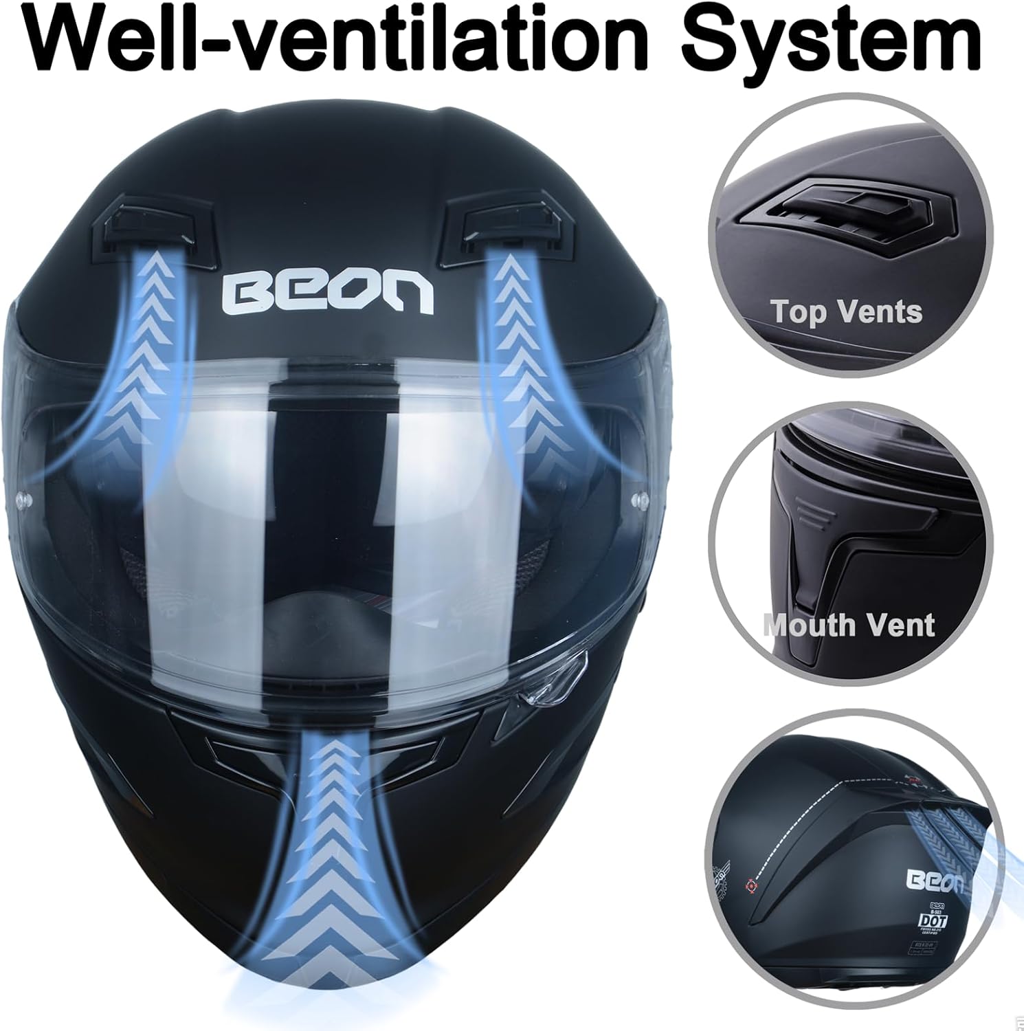 Full Face Motorcycle Helmet, Street Bike Helmet with Clear&Tinted Visors and Multiple Vents, Motocross Casco DOT Approved for Adult Men Women