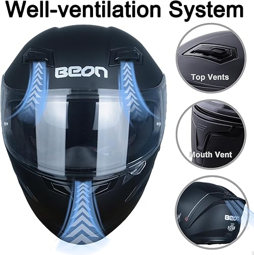 Miniatura 3 de Full Face Motorcycle Helmet, Street Bike Helmet with Clear&Tinted Visors and Multiple Vents, Motocross Casco DOT Approved for Adult Men Women