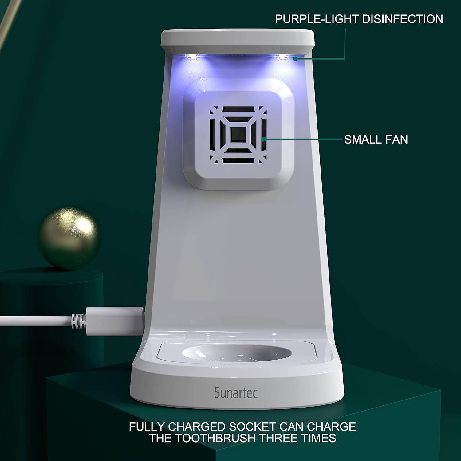 Sunartec Original Ultrasonic Electric Toothbrush Newly Generation 360° U-Shaped Toothbrushes Teeth Whitening Kit Gel for Adults Portable Purplr-Light Cleaning and Air-Drying Powerful Charger IPX7 : Beauty & Personal Care