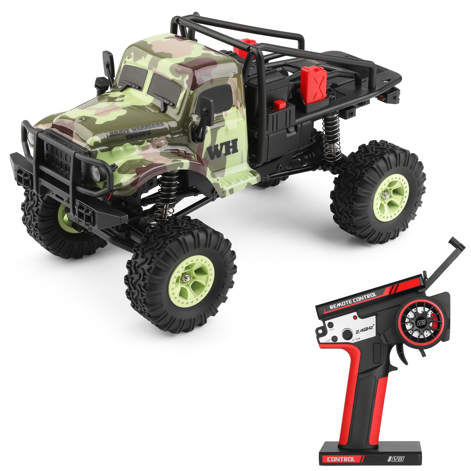 GoolRC Remote Control Car, WLtoys 184021 RC Cars, 1/18 Scale 2.4GHz RC Crawler, 4WD All Terrain Off Road Monster Truck, Two-Speed Shift RC Rock Crawler with LED Searchlight for Kids and Adults