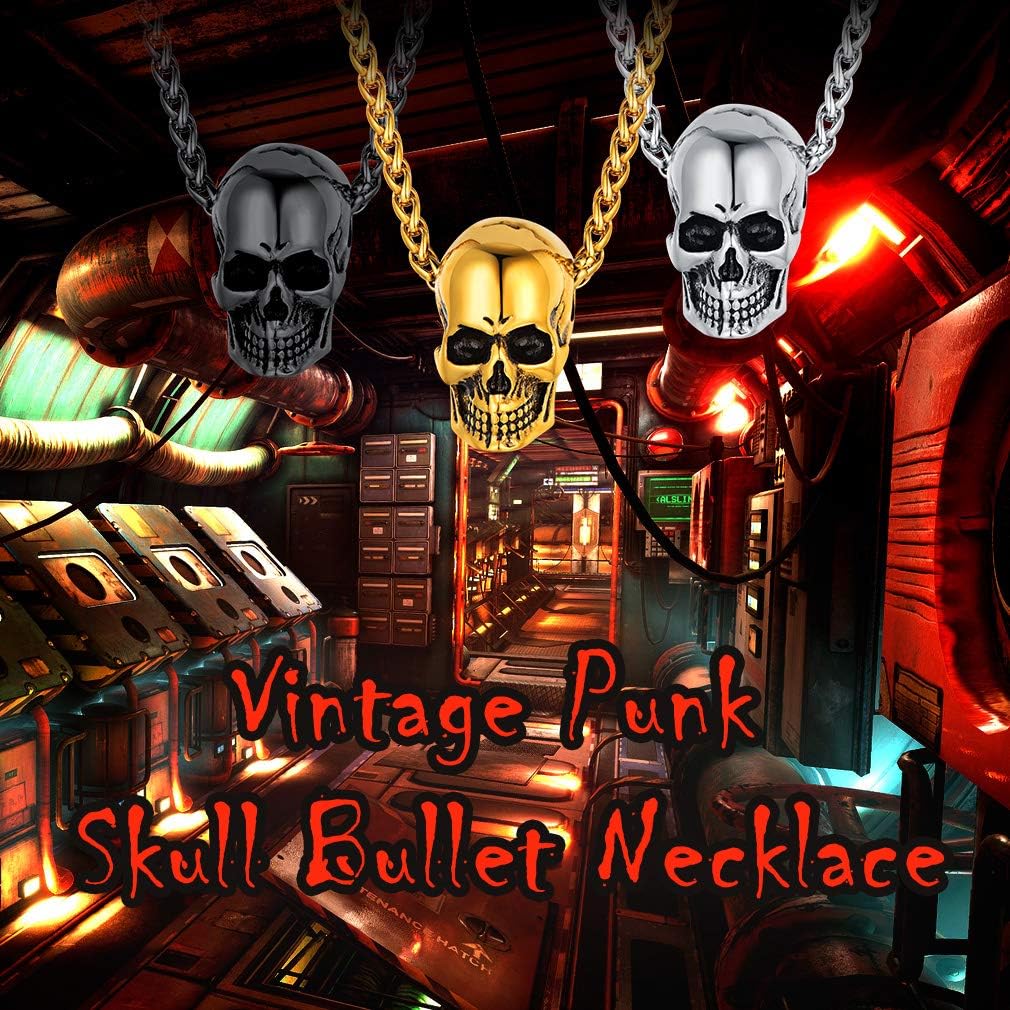 FaithHeart Skull Necklace, Punk Skeleton Pendant, Stainless Steel Cool Gothic Skull Jewelry Customizable with Gift Packaging - Image 2