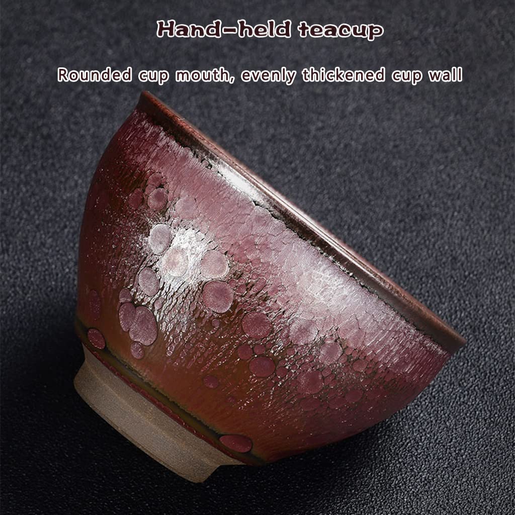 Taza De Té Chawan Jianzhan Elegante Patrón De Esmalte De Gota De Aceite De Oro Púrpura Tazón De Té, Artesanía Tradicional China Teacup, Regalo para Los Amantes del Té