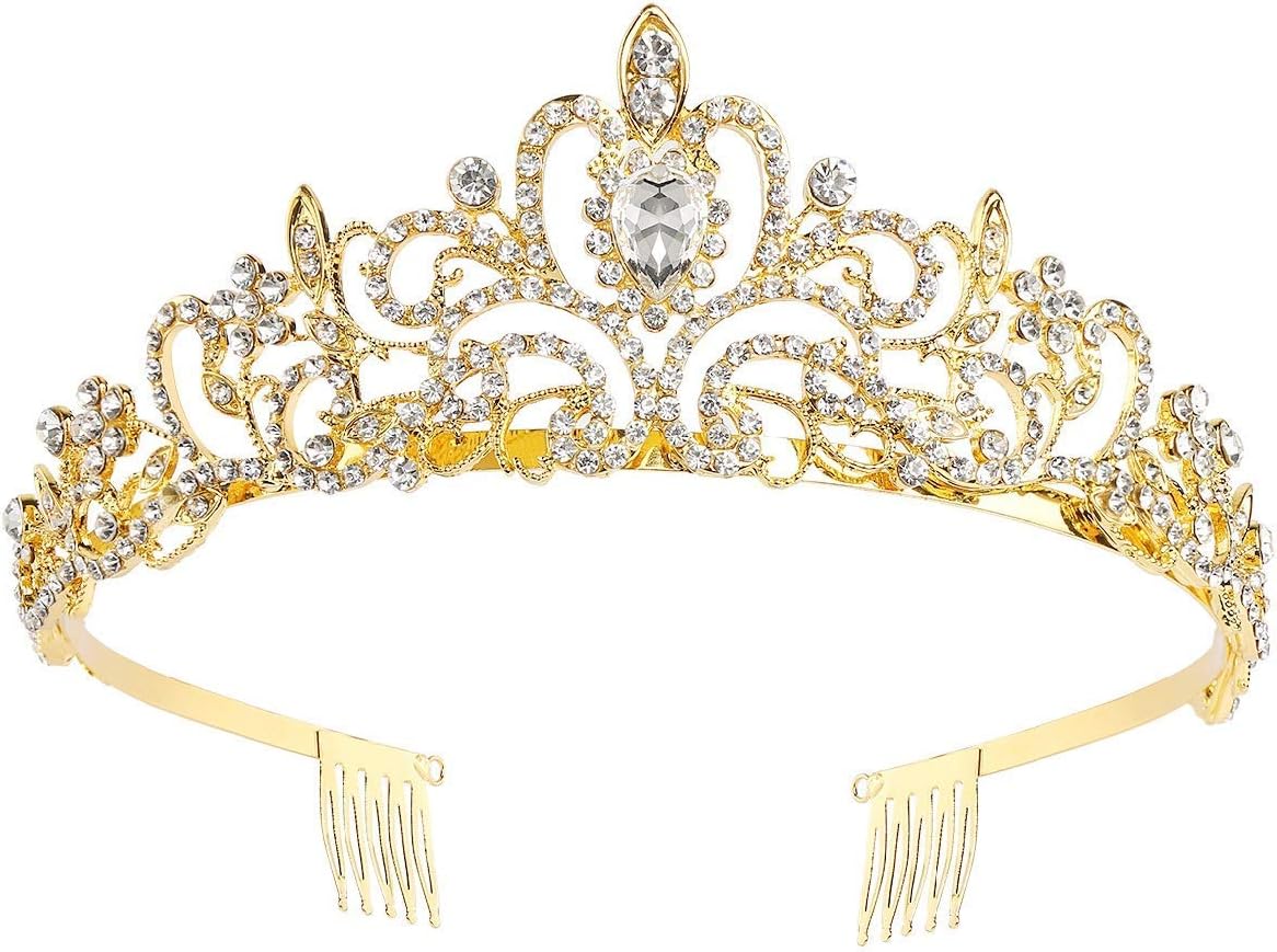 Sikypaota Wedding Tiara Bridal Tiara Crystal Rhinestones Tiara Crown with Comb for Bridal Wedding