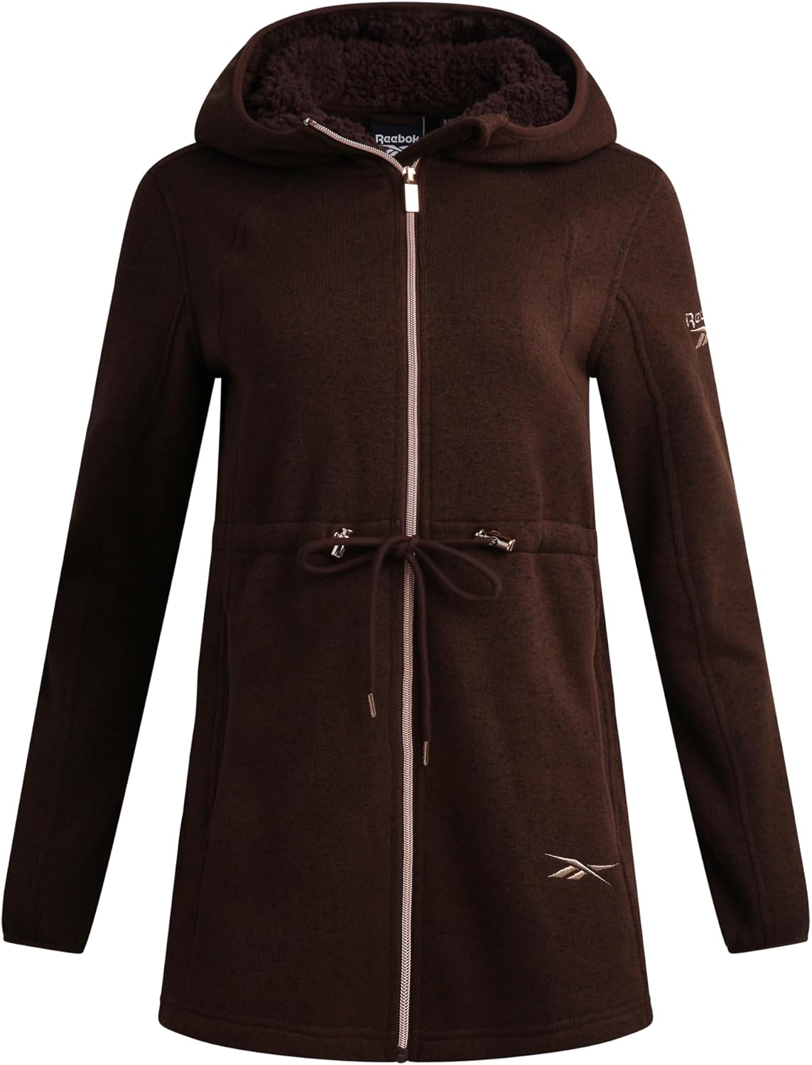 Reebok Womens Fleece Jacket - Lightweight Fleece Jacket Women Sherpa Lined Long Hooded Zip Up Womens Sweaters with Pockets - Image 3