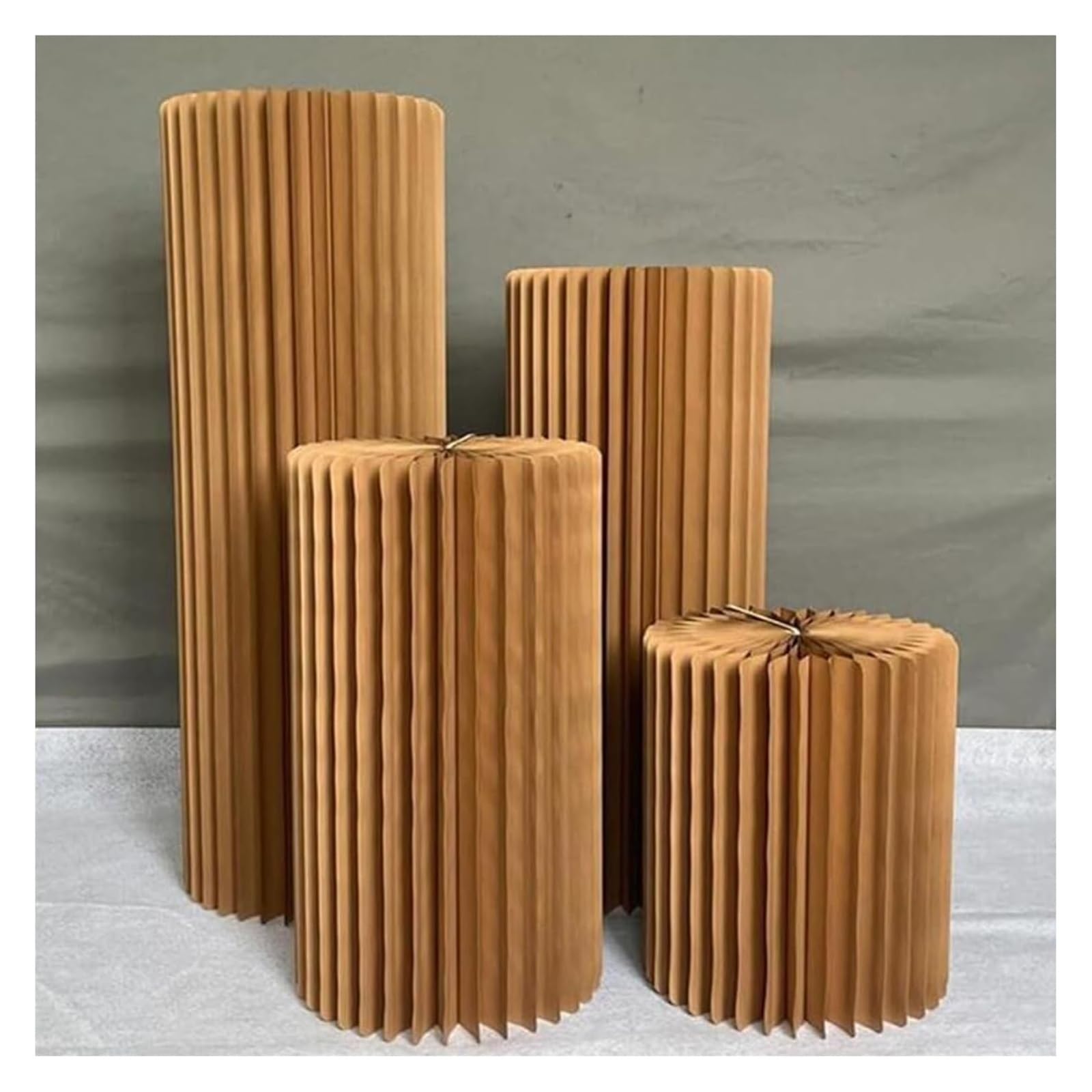 CXGfdghD plinth， Foldable Display Pedestals Stand With Acrylic Plate, Wedding Centerpiece Cardboard Roman Pillar 30cm(Bruin)