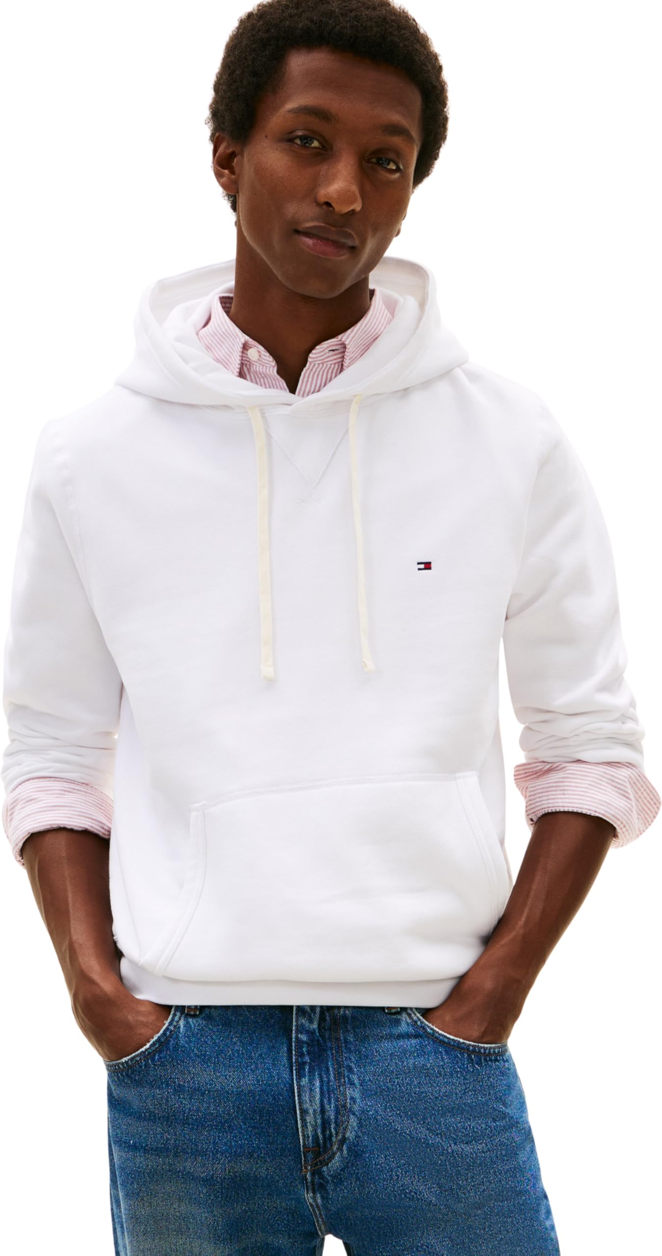 Tommy Hilfiger Uomo Felpa Con Cappuccio Essential Fleece Regular Fit, Bianco (White), Xxl-image