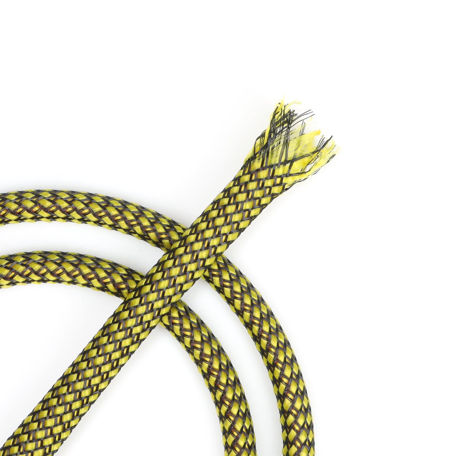 YOUBO Expandable Braided Cable Sleeve, PP Yarn + PET Braided Expandable Sleeving Cable Management Protection High Density PET Wire Cover Sheath for Cables (Yellow Black, 4mm (5/32")-49ft