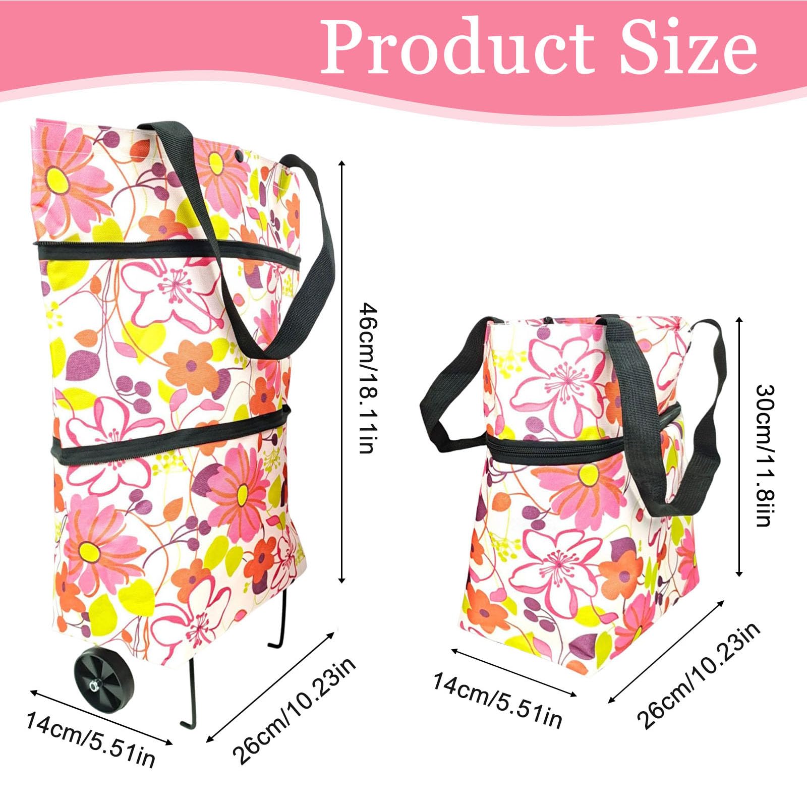 Foldable Shopping Trolley Bag, Oxford Cloth Foldable Shopping Bag with 5KG Capacity, Collapsible Shopping Trolley - Image 2