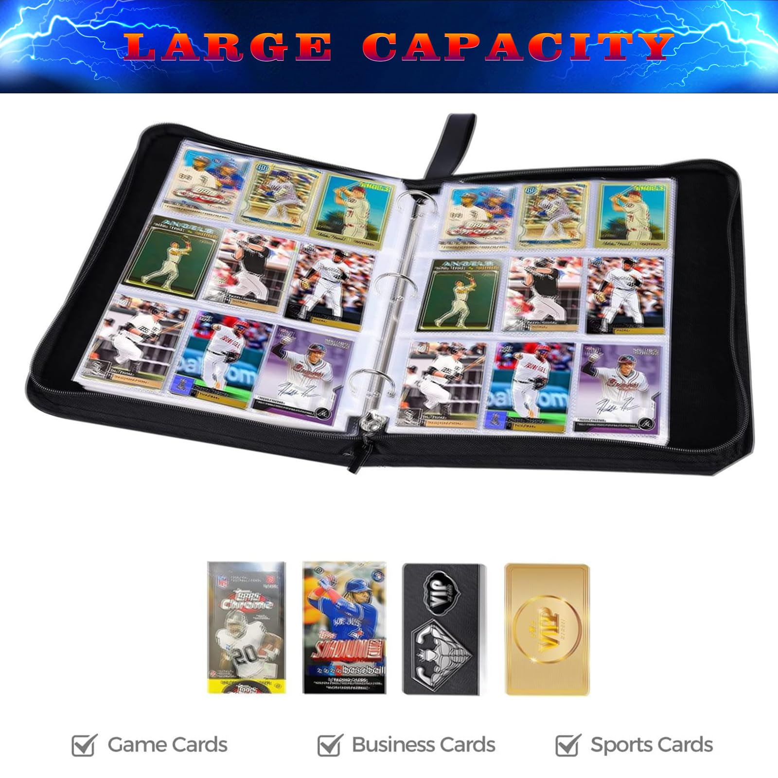 football card binder amazon Amazon.com: 900 Cards Football Card Binder, 9-Pocket Card Collections  Trading Card Binder 50 Pages Double-Sided Cards Holder with Zipper 3-Ring  Card Album for Sports Football Card Sleeves Protectors : Toys & Games
