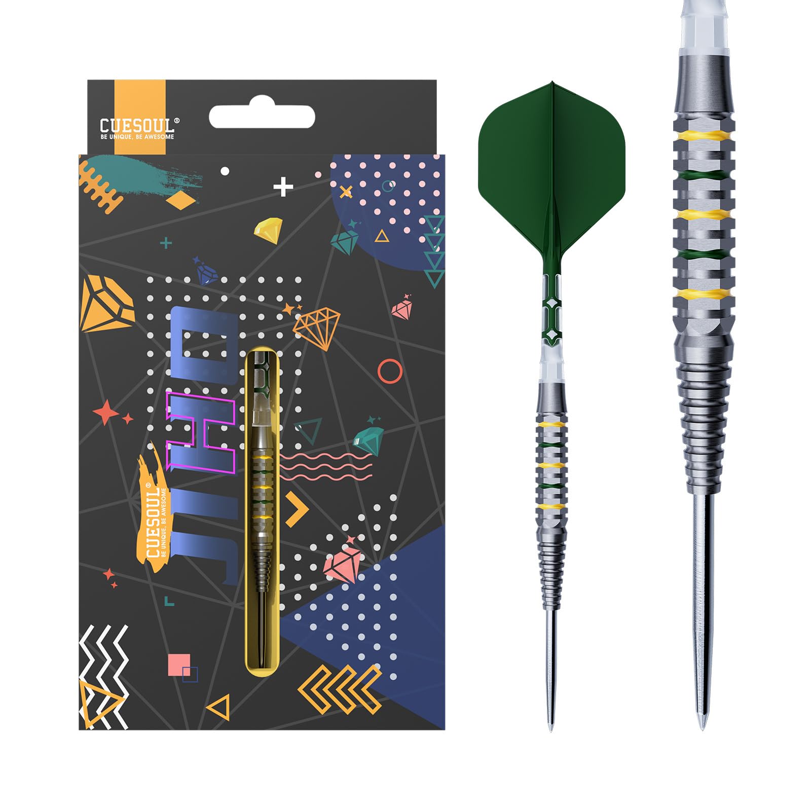CUESOUL JIHO D3 23g Steel Tip 90% Tungsten Dart Set with Unifying ROST T19 Flight