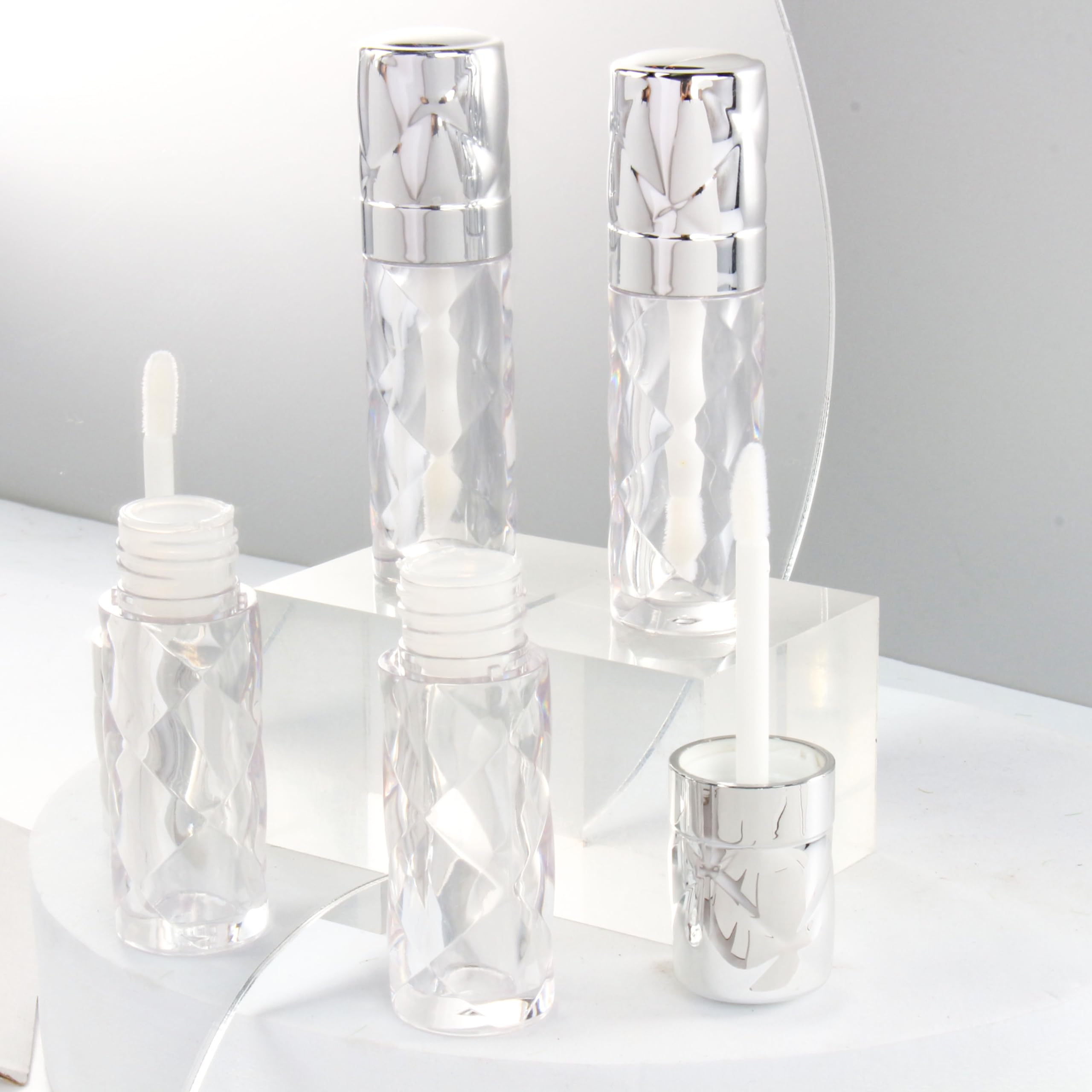 COSIDEA 16pcs Round 5ml 0.17oz silver Empty lip gloss tubes with wand prismatic Lipgloss tube containers for lip oil packing - Image 3