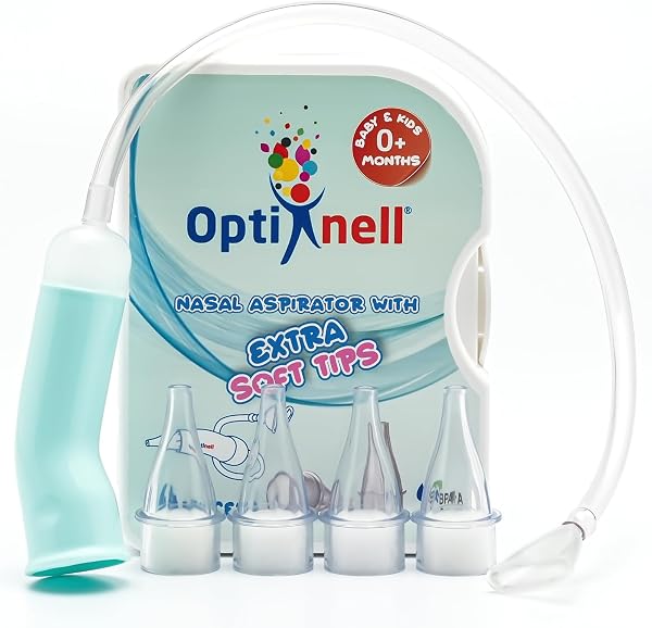 Optinell Aspiratore Nasale Neonato con 4 Ricambi Extra Soft – Starter Kit Igiene Nasale con Aspiramuco, Beccucci Monouso con Filtro Igienico, Igiene e Lavaggi Nasali Bambini - 1
