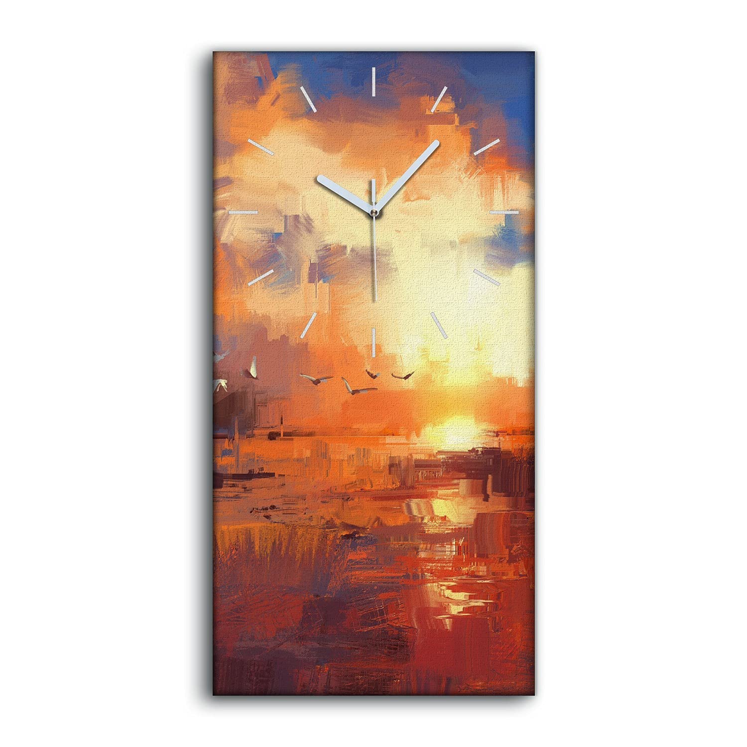 Horloge sur Toile pour Dormir sans Tic-Tac Tableau Lac Silencieux