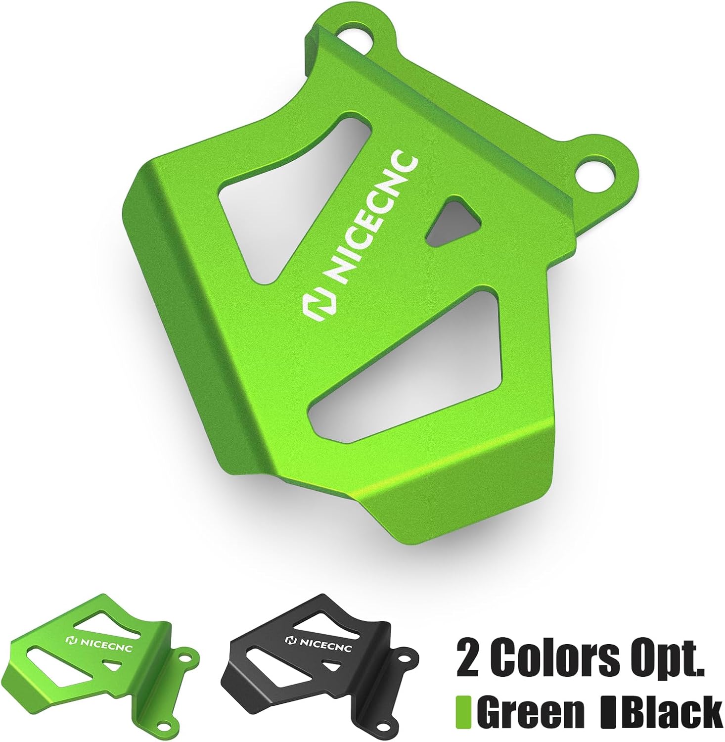 NICECNC CNC Rear Brake Caliper Protection Plate Compatible with Kawasaki KLR650 2008-2024, Back Brake Caliper Cover Shield, Anodization, Aluminum, Green