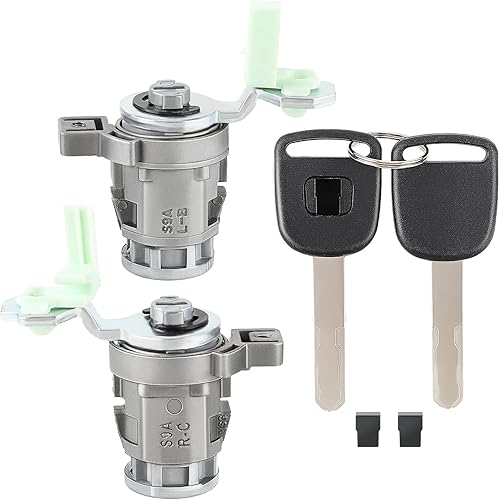 AUTOKAY 72146S73003 Cilindro de cerradura de puerta delantera izquierda LH lateral y derecha del lado del pasajero RH con llaves para Honda Accord