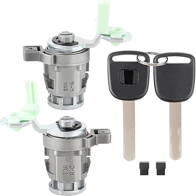 AUTOKAY 72146S73003 Door Lock Cylinder Front Left Driver LH Side & Right Passenger Side RH with Keys for Honda Accord 1998-2002 Civic 2001-2005 Odyssey 1999-2004 S2000 2000-2009 Honda CRV CR-V Element