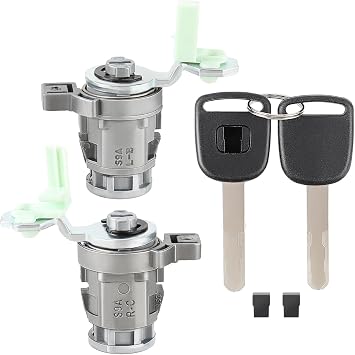 AUTOKAY 72146S73003 Door Lock Cylinder Front Left Driver LH Side & Right Passenger Side RH with Keys for Honda Accord 1998-2002 Civic 2001-2005 Odyssey 1999-2004 S2000 2000-2009 Honda CRV CR-V Element