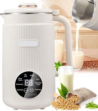 Automatic Soy Milk Maker, 1.2L Nut Milk Maker Machine, 10 Blade Fine Steel Blades, 12 Hour Timer, 9 Functions, Almond Milk Maker, Vegetable Milk Machine, Almond Wall Breaker