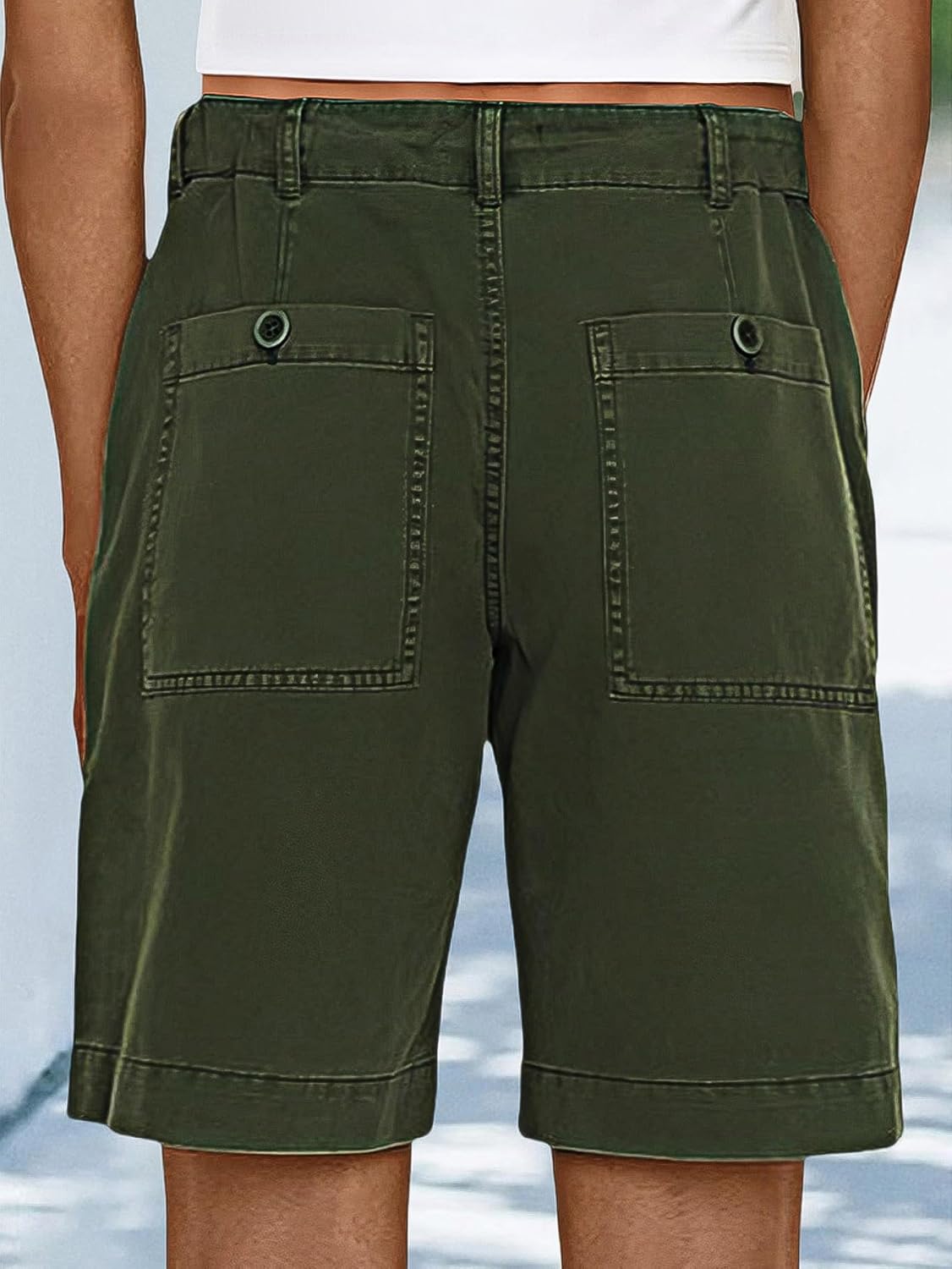 Flamingals High Waist Straight Leg Shorts for Women Cargo Summer Shorts Vintage Casual Bermuda Pants - Image 5