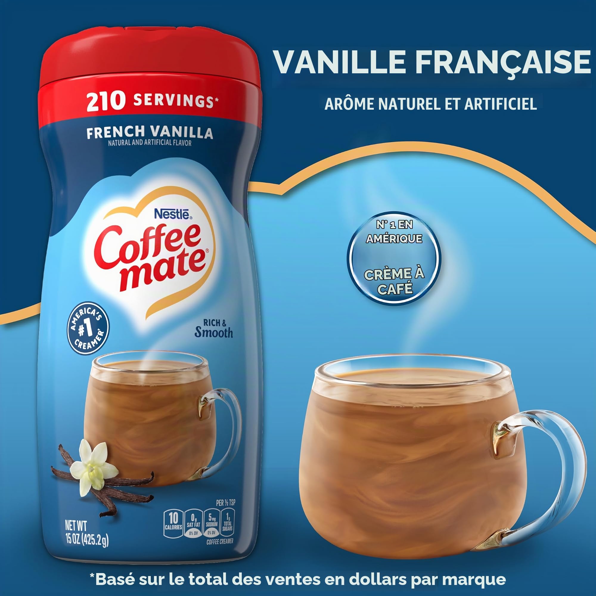 Coffee-Mate French Vanilla Powdered Coffee Creamer, 15-Ounce Packages (Pack of 6) by Coffee-mate [Foods]