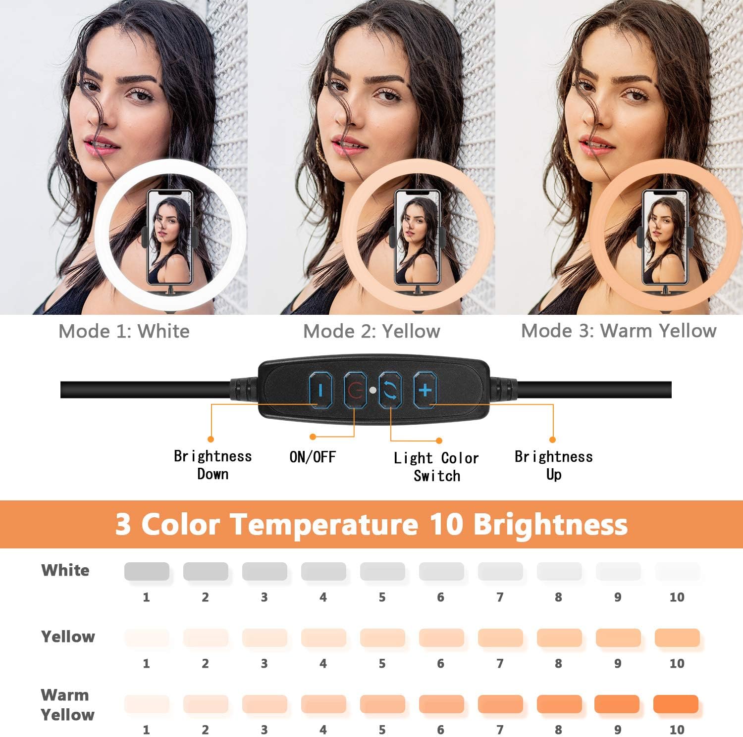 10" Selfie Ring Light with Stand and Phone Holder, PEYOU 50" LED Ring Light Tripod with Remote Shutter, Camera Tripod Perfect for Live Stream/Makeup/TiKTok, Compatible with iPhone Camera, Champagne