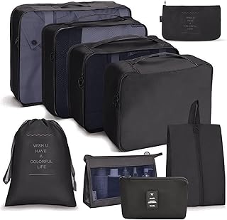 OSDUE Organizador de Maletas, 9 en 1 Set Bolsas Organizadoras Maleta, Impermeable Organizador de Maleta Con Bolsa Digital, para de Viaje, Zapatos, Cubos de Embalaje Ropa, Cosméticos, Ropa Interior