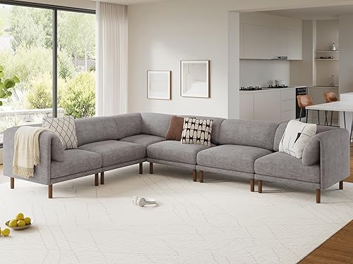 Miniatura 12 de CUGOAO Sofá modular modular, 3 asientos en forma de L, moderno sofá modular de mediados de siglo, sofá modular de asiento profundo, cómodos sofás de