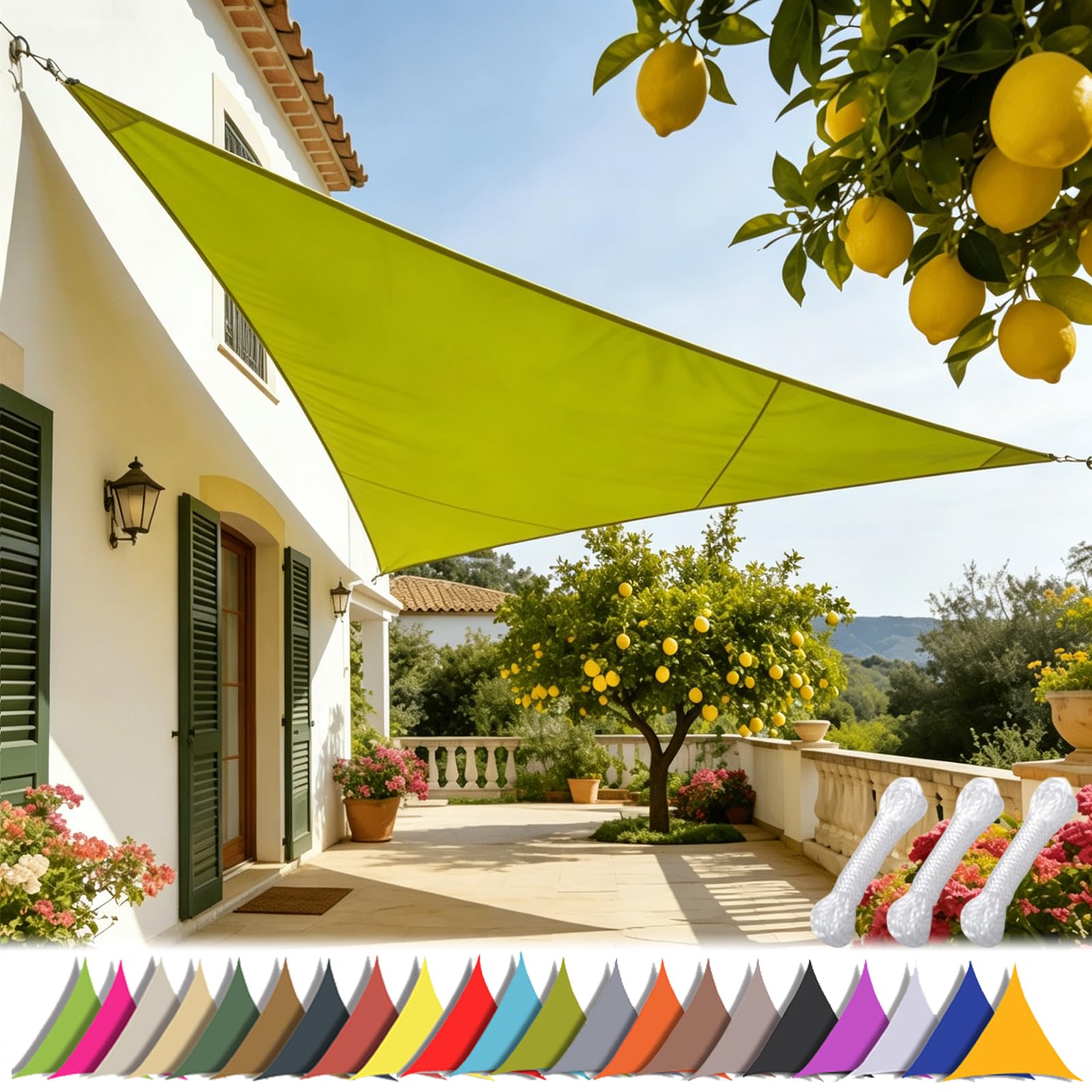 Voile d'ombrage triangulaire 5x5x7.1m imperméable pour jardin terrasse