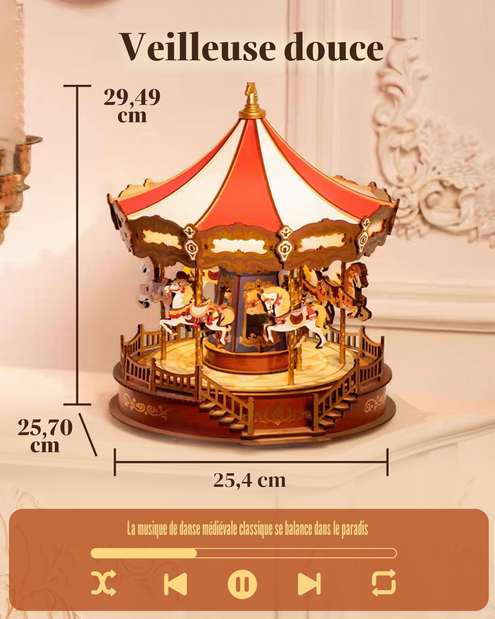 ROWOOD Puzzle 3D en Bois, Modèle de Boîte à Musique en Bois à Monter pour Adultes, Maquette en Bois a Construire, Parfait comme Cadeau de Noël et d'Anniversaire
