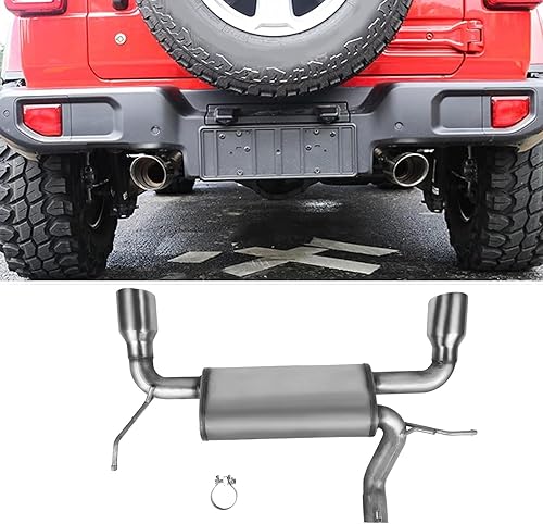 Miniatura 6 de Kit de silenciador de escape para Wrangler JK 2007-2017, kit de sistema de escape Catback de punta de doble pared, ilimitado 3.6L V6 2 puertas y 4