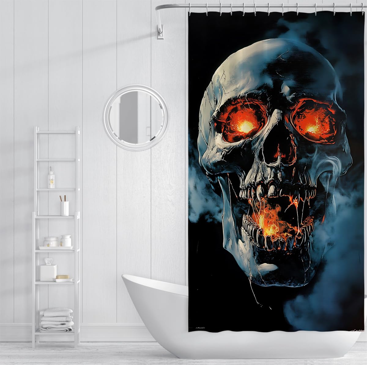 Red Black Gothic Skeleton Duschvorhang Halloween Badezimmer Bad 200x220cm