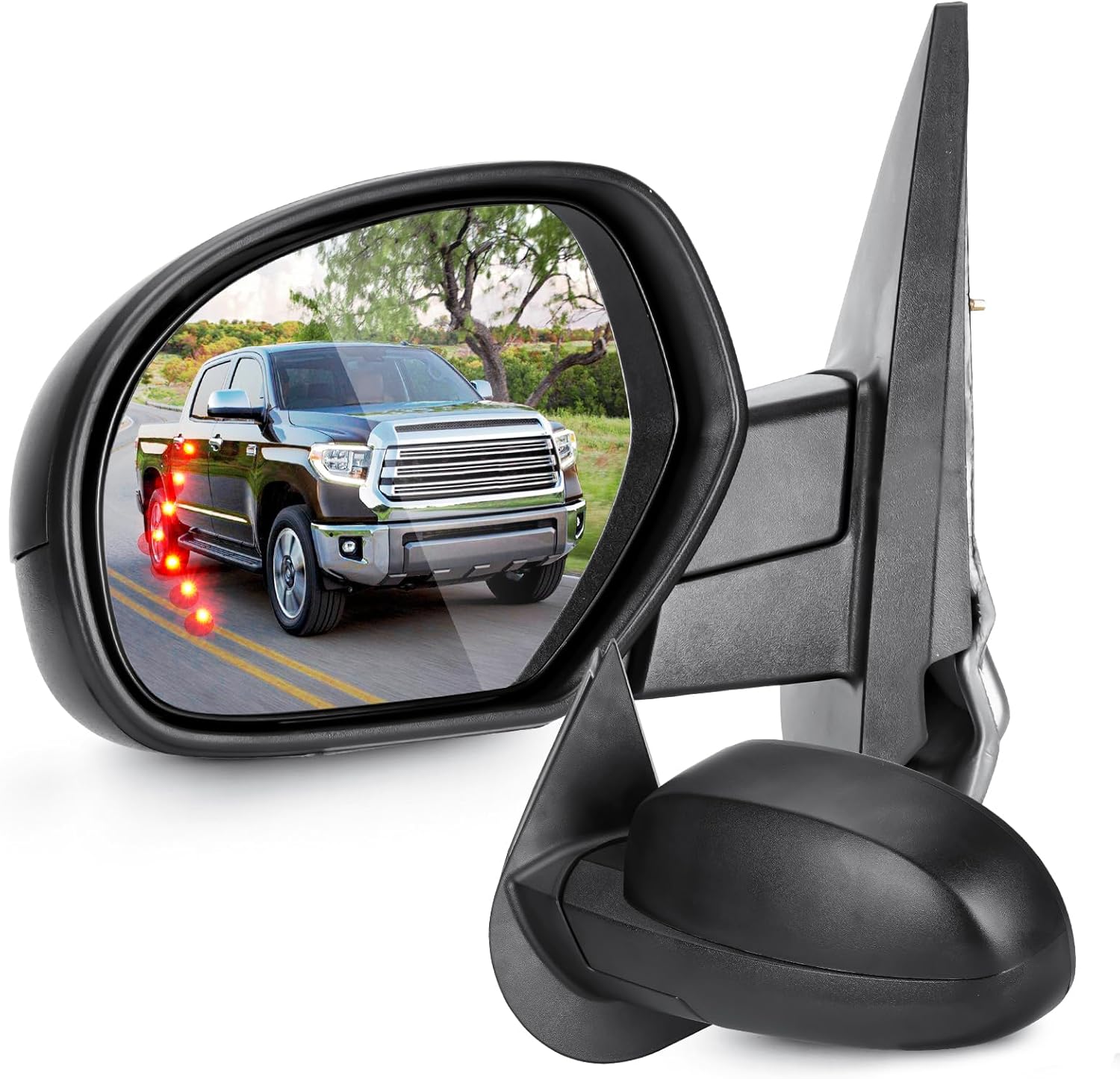 Towing Mirrors for Chevy GMC 2007-2013 Avalanche Sierra Suburban 1500 2500 Silverado 3500 Tahoe Yukon Power Heated with Arrow Light Manual Folding (1 Pair)