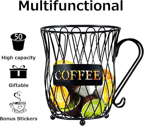 Miniatura 5 de Stegodon Portavasos K con calcomanías organizador de cápsulas de café de gran capacidad organizador de almacenamiento de tazas de 50 K organizador