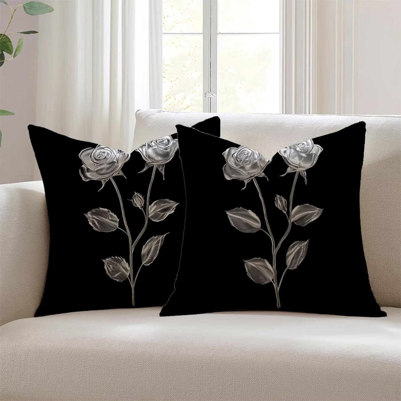 Coussins extérieurs imperméables Lejnlnng anti-humidité 55x55cm fleur effet lin pour canapé