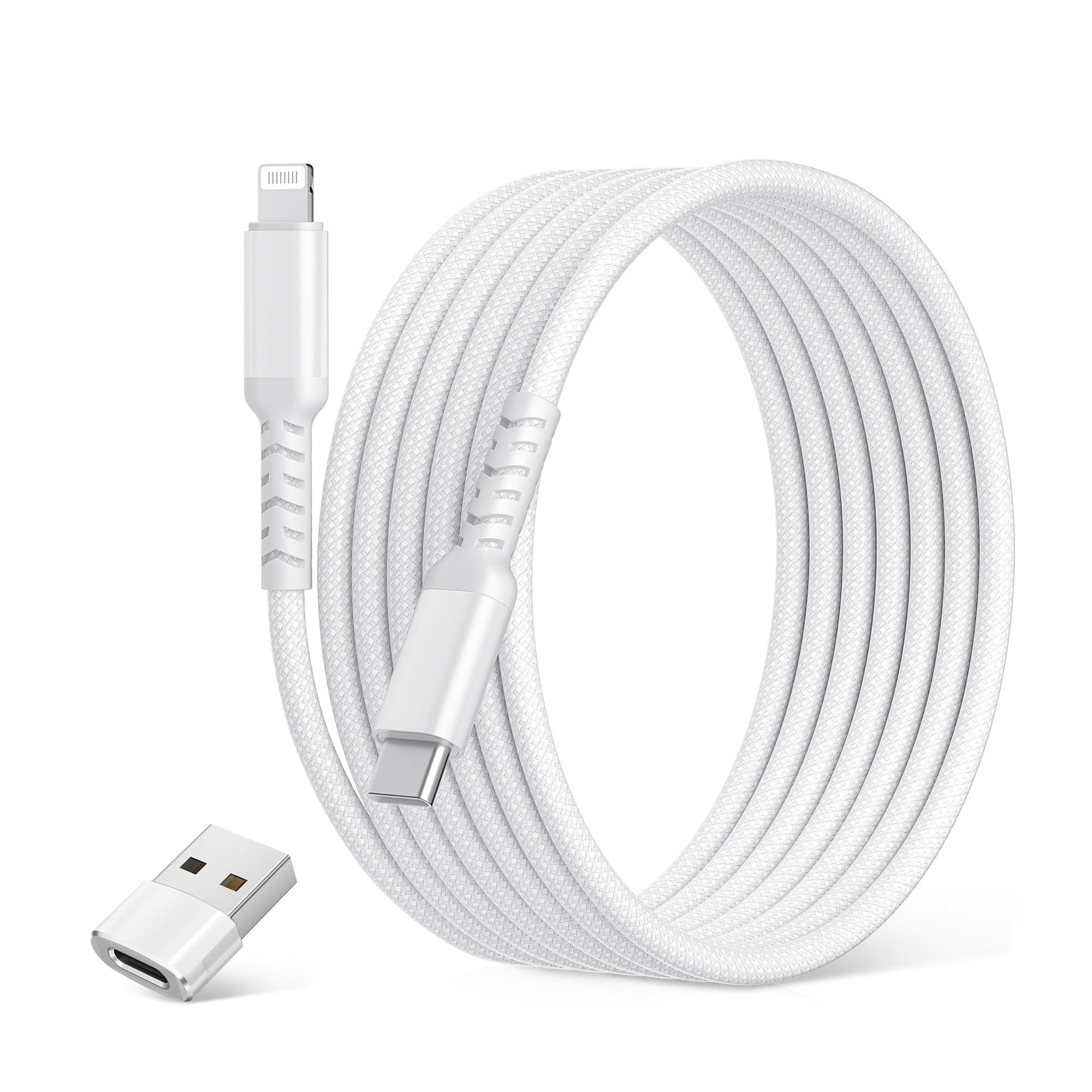 Elebase für iPhone 14/13 USB-C zu Lightning Ladekabel 2M, PD Schnellladekabel mit USB-A Adapter für Apple 12/12 Mini/11/XS/XR/X/8/7/6/SE/Pro Max, iPad 8./9. Generation, AirPods 2nd/3rd Generation
