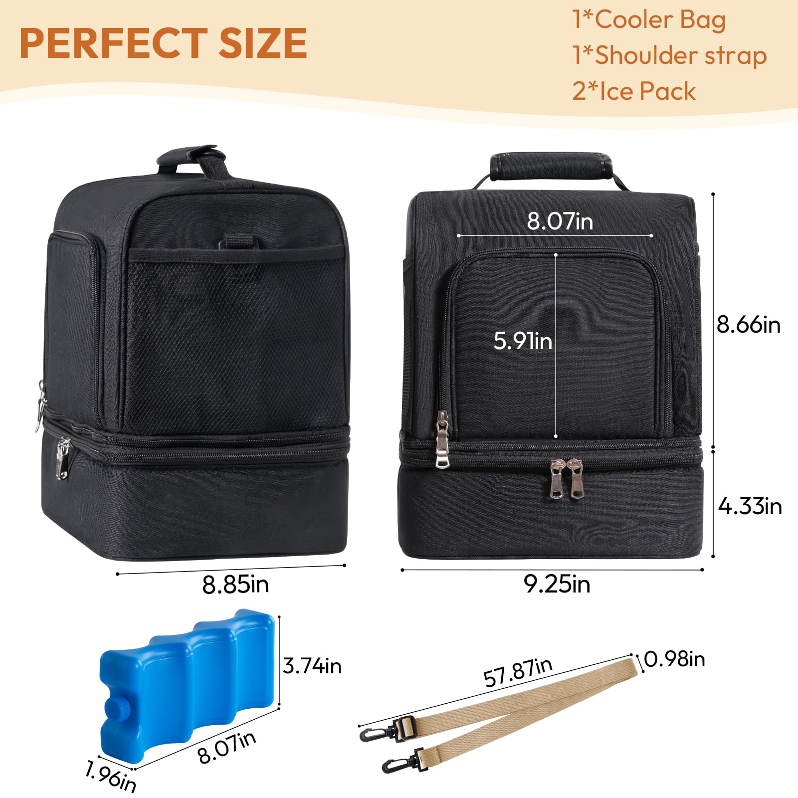 NCVI Tire-lait sac à dos compatible avec Spectra S1, S2, Medela, sac à lait maternel double couche séparable avec glacière, sac à langer multifonction pour le travail, les soins infirmiers en plein
