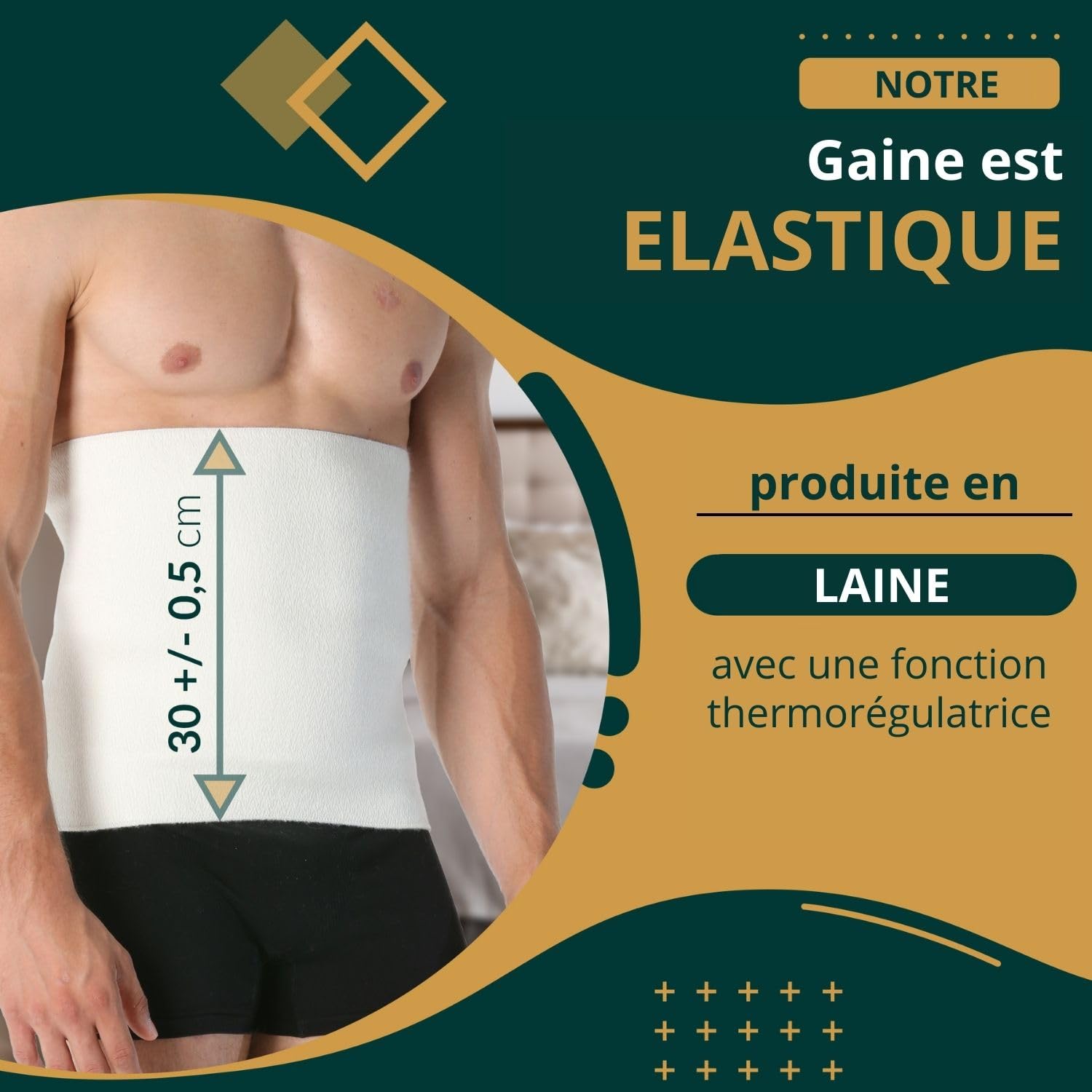 Easy8 – S Ceinture Lombaire Homme Femme en Laine, Ceinture Abdominale Homme Femme, Gaine, Mal de Dos, Elastique, Ventrale, Thermique, Pancera