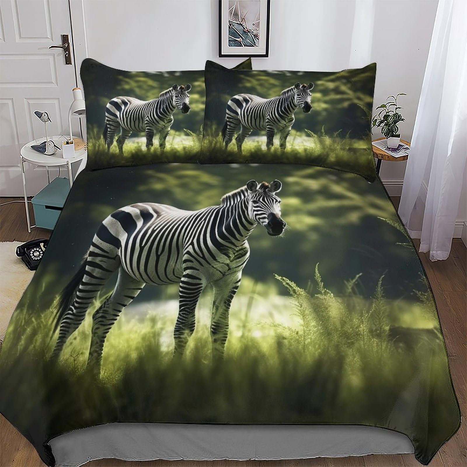 Parure de lit zèbre 3 pièces pour chambre moderne