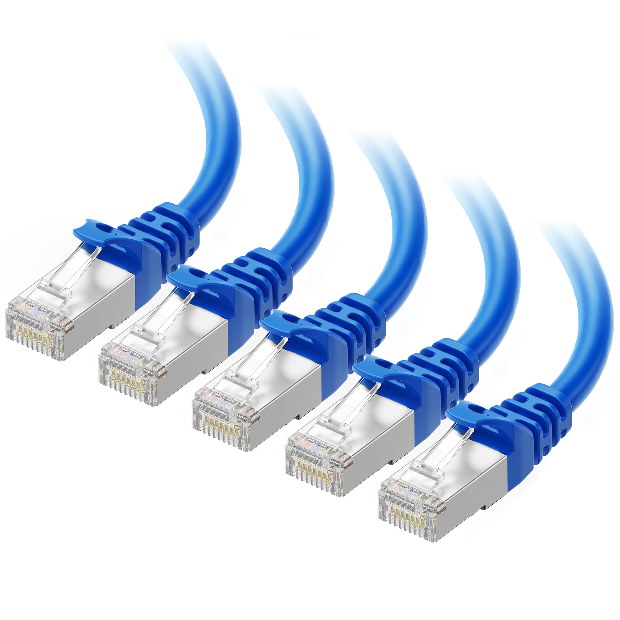 Cable Matters 10Gbps 5-Pack Snagless Short Shielded Cat 6A Ethernet Cable - 3ft, Cat 6A Cable, Cat6A Cord, Ethernet Cord, Blue