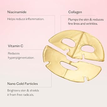 MZ Skin Hydra-Lift Gold Facial Treatment Mask I Gold-Infused Hydrogel Treatment with Collagen & Hyaluronic Acid for Firming, Brightening & Hydration