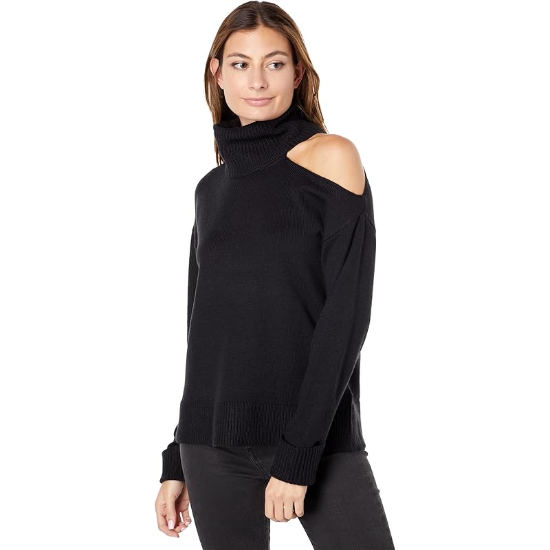 cutout shoulder turtleneck sweater