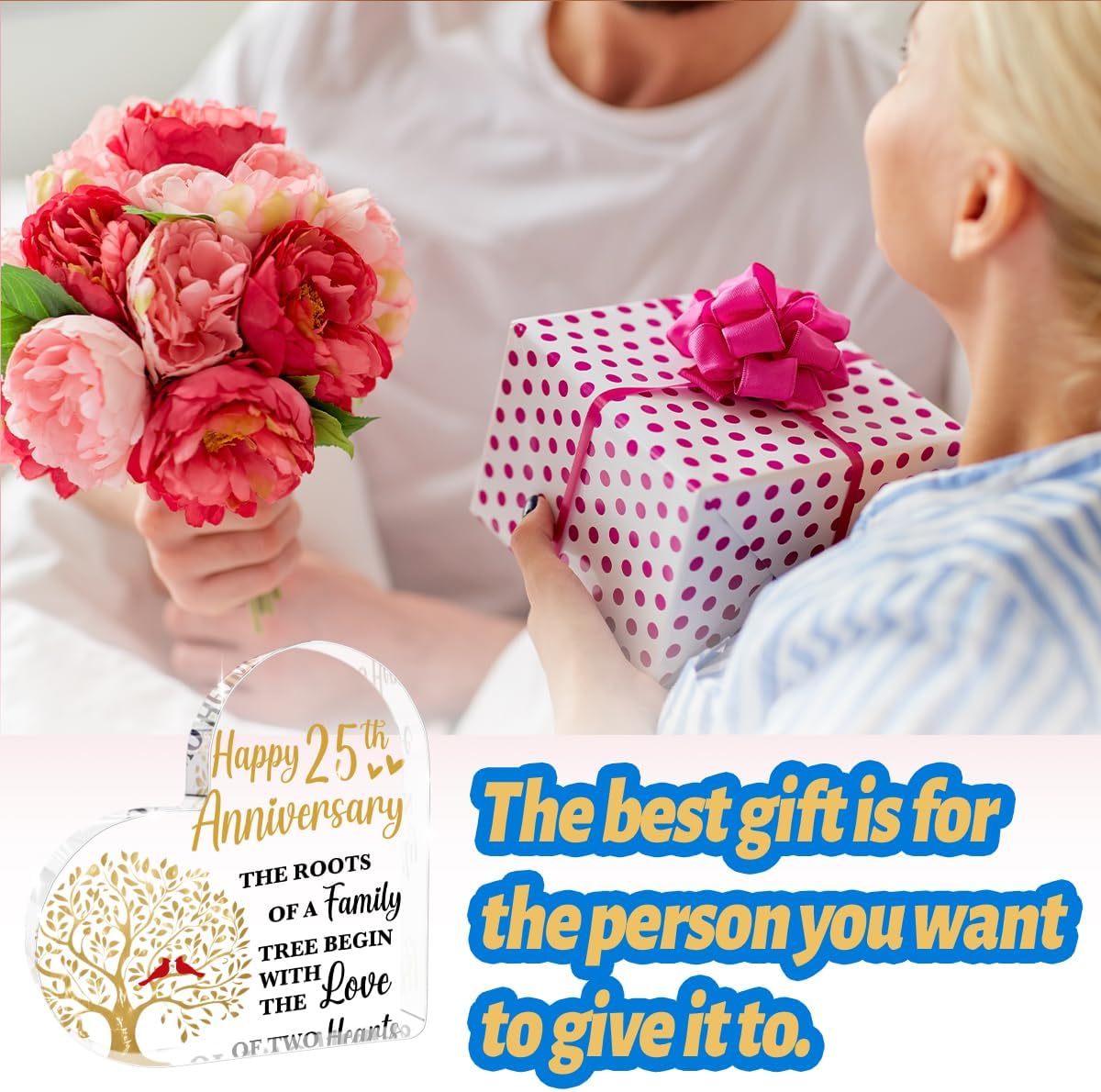 25th Wedding Anniversary Acrylic Gifts Cardinal Gifts for Women Happy 25th Anniversary Plaque Gift for Her Him Wife Husband Girlfriend Boyfriend Couple Home Office Desktop Decor - Image 6